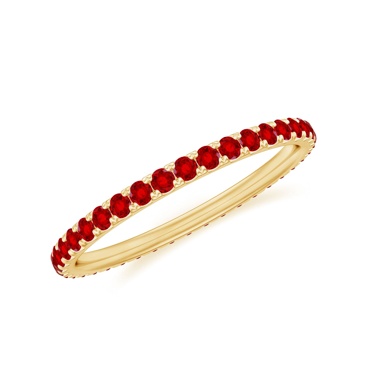 Lab Grown Ruby Ring – Elegant Stackable Eternity Band With French Pave Setting