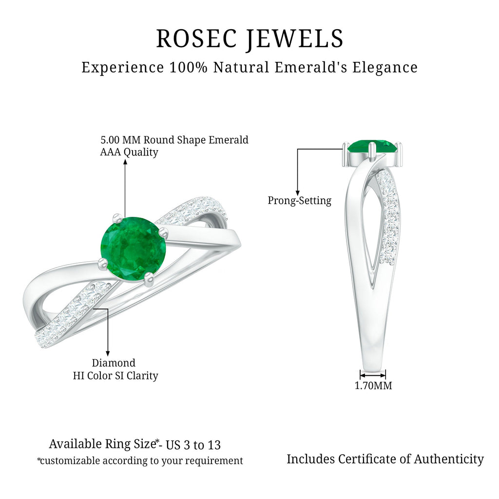 Emerald Infinity Promise Ring – Diamond 4 Prong Setting, AAA Grade Gemstone