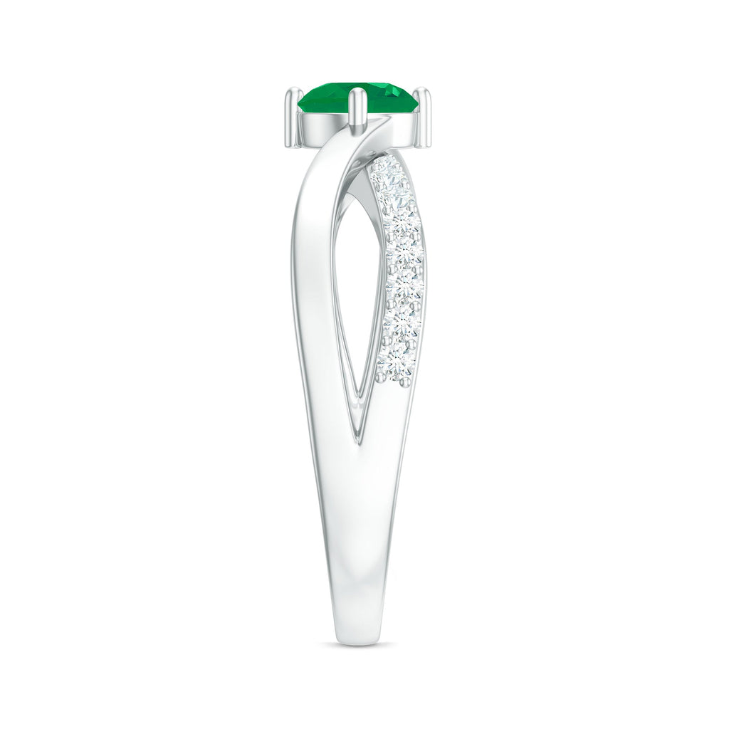 Emerald Infinity Promise Ring – Diamond 4 Prong Setting, AAA Grade Gemstone