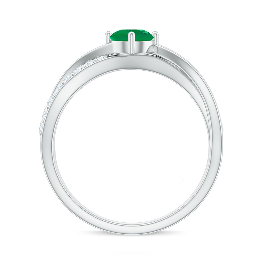 Emerald Infinity Promise Ring – Diamond 4 Prong Setting, AAA Grade Gemstone