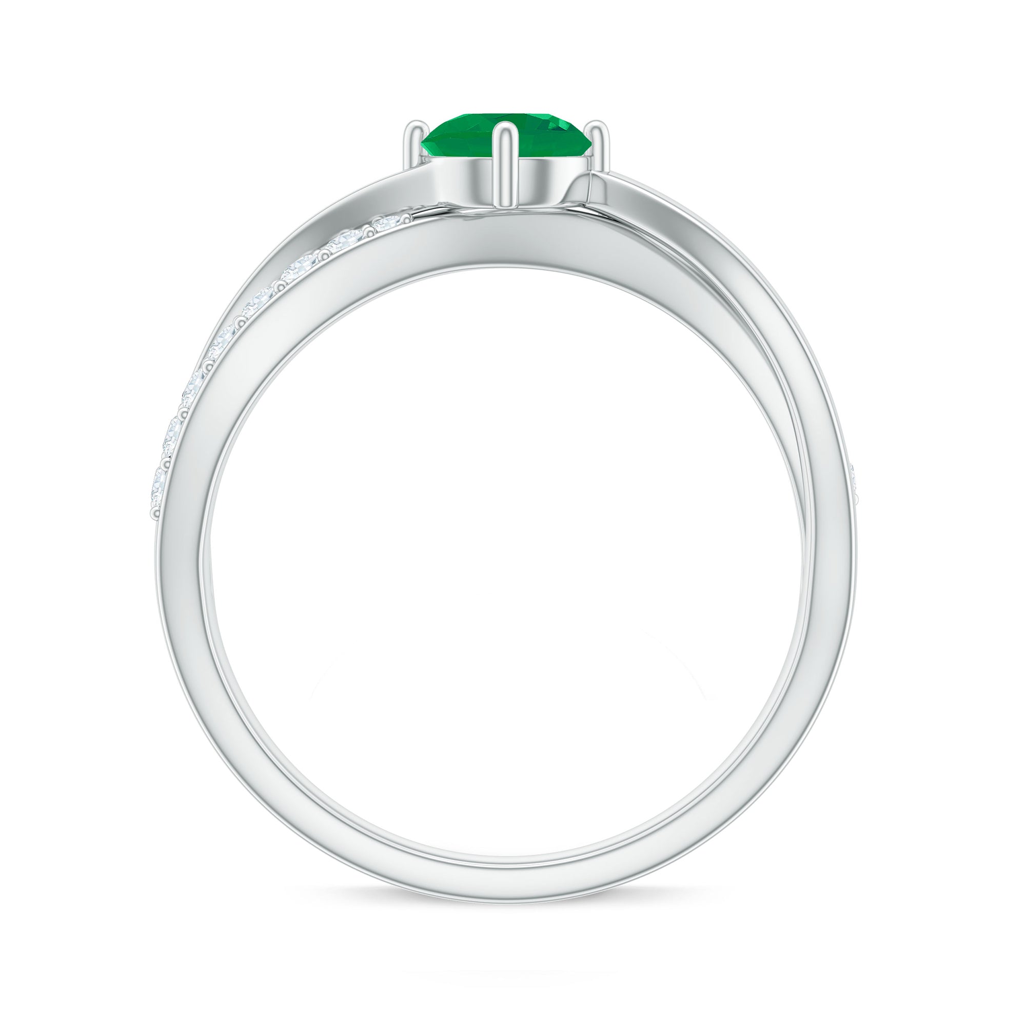 Emerald Infinity Promise Ring – Diamond 4 Prong Setting, AAA Grade Gemstone