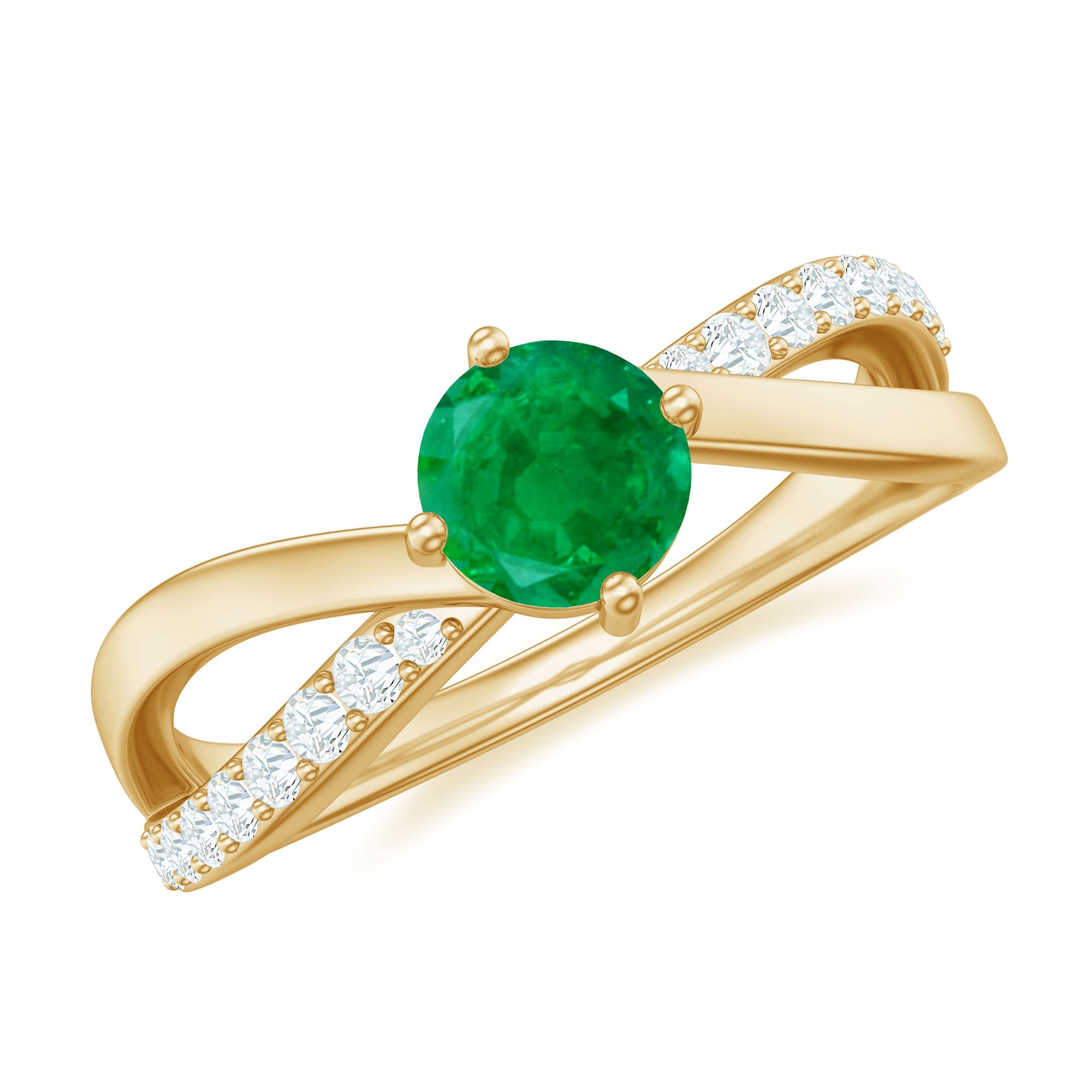 Emerald Infinity Promise Ring – Diamond 4 Prong Setting, AAA Grade Gemstone