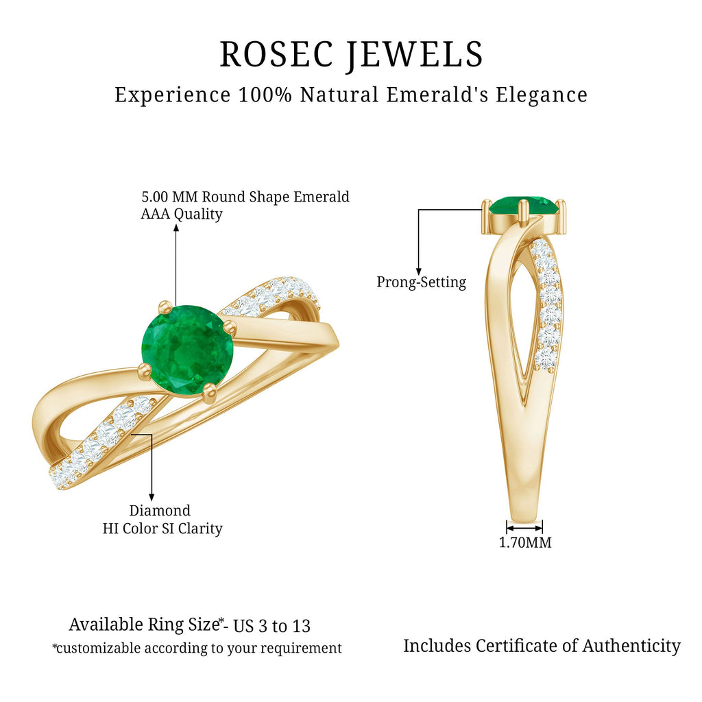 Emerald Infinity Promise Ring – Diamond 4 Prong Setting, AAA Grade Gemstone