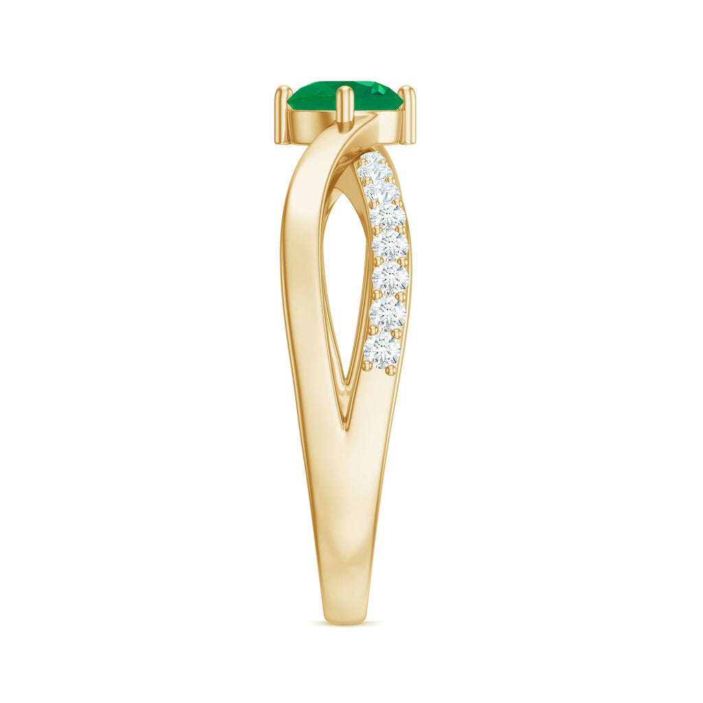 Emerald Infinity Promise Ring – Diamond 4 Prong Setting, AAA Grade Gemstone