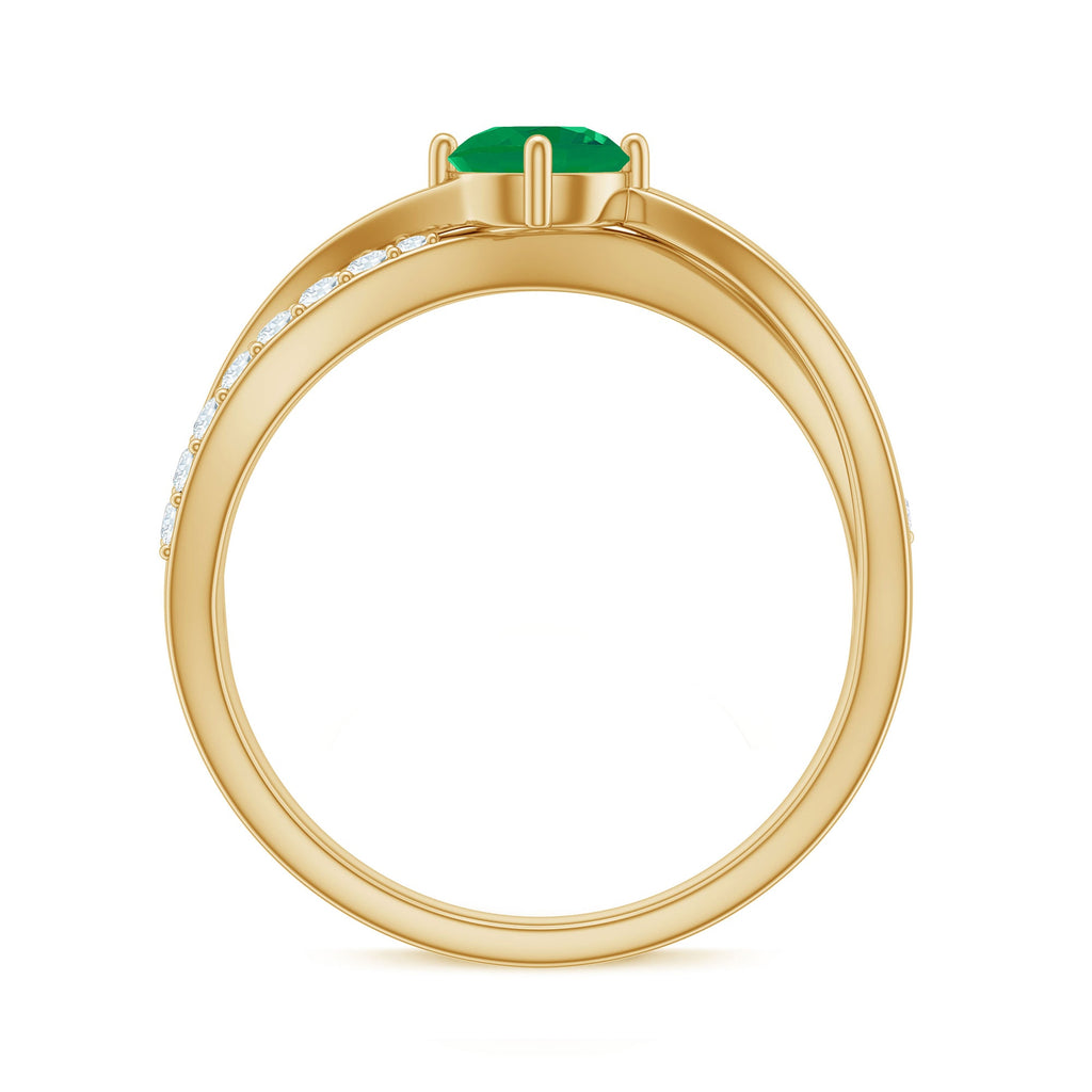 Emerald Infinity Promise Ring – Diamond 4 Prong Setting, AAA Grade Gemstone