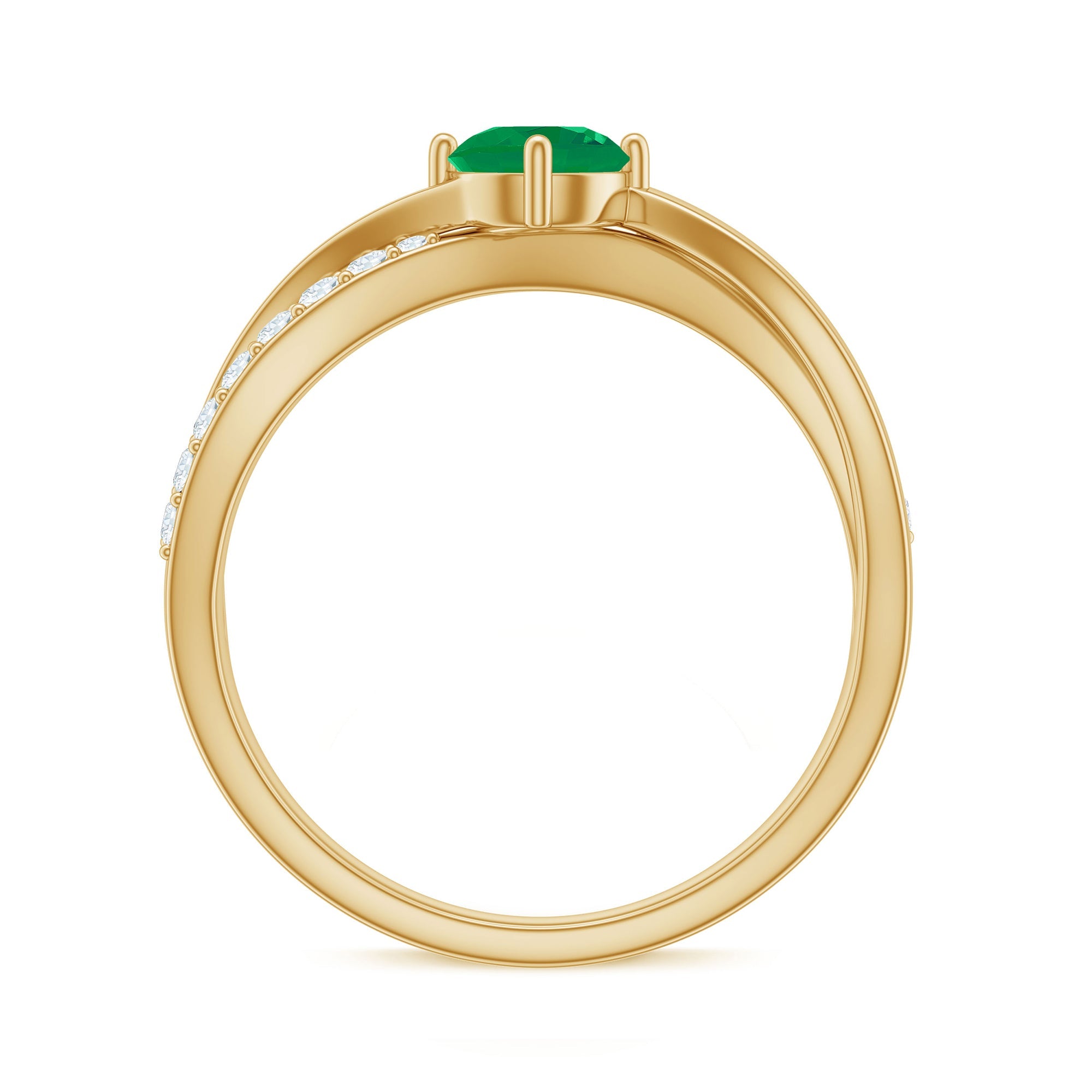 Emerald Infinity Promise Ring – Diamond 4 Prong Setting, AAA Grade Gemstone