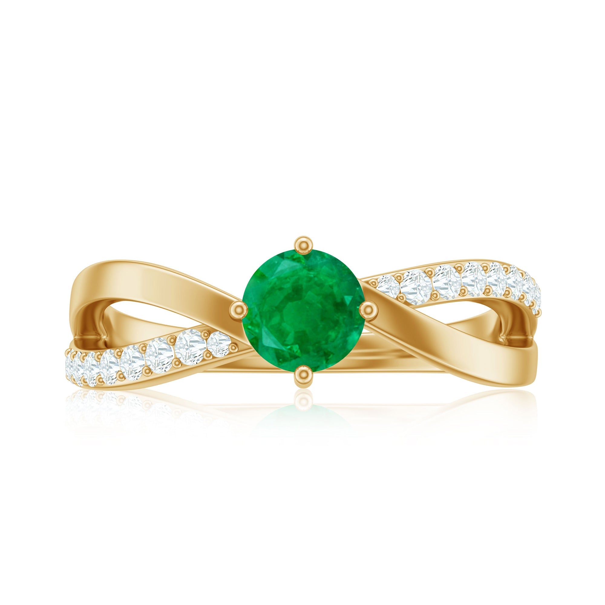 Emerald Infinity Promise Ring – Diamond 4 Prong Setting, AAA Grade Gemstone