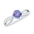 Tanzanite Promise Ring – Certified Violet Blue Gemstone With Diamond Accents