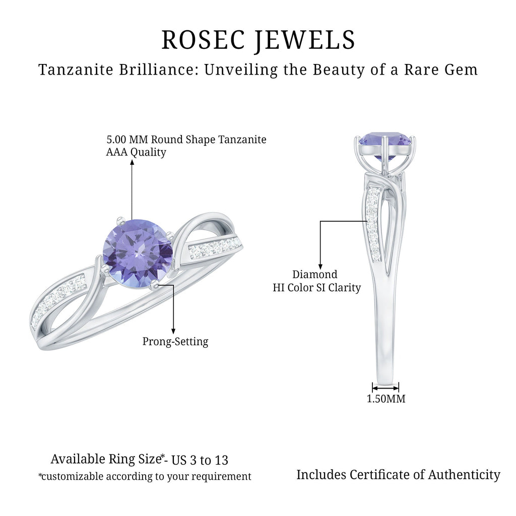 Tanzanite Promise Ring – Certified Violet Blue Gemstone With Diamond Accents