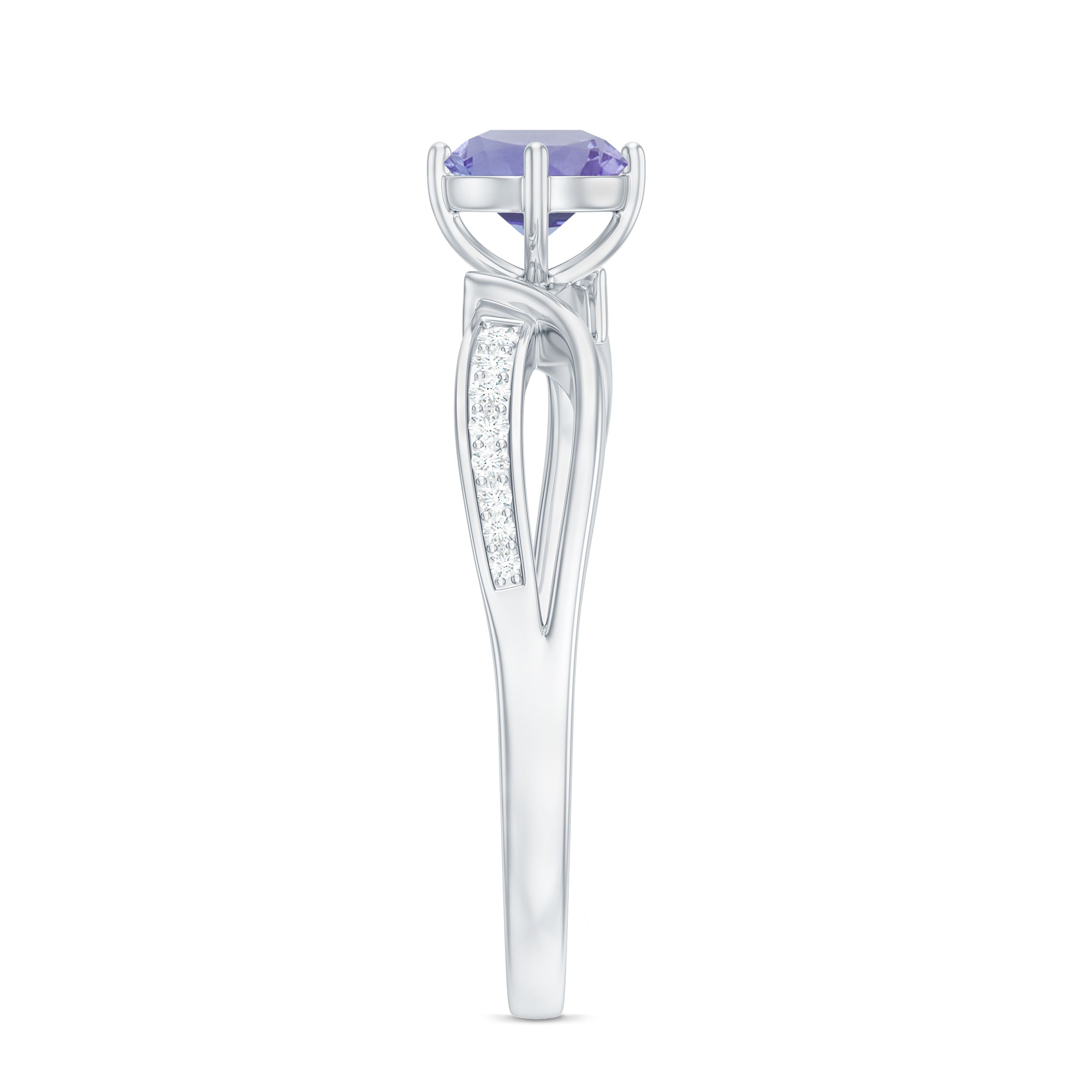 Tanzanite Promise Ring – Certified Violet Blue Gemstone With Diamond Accents