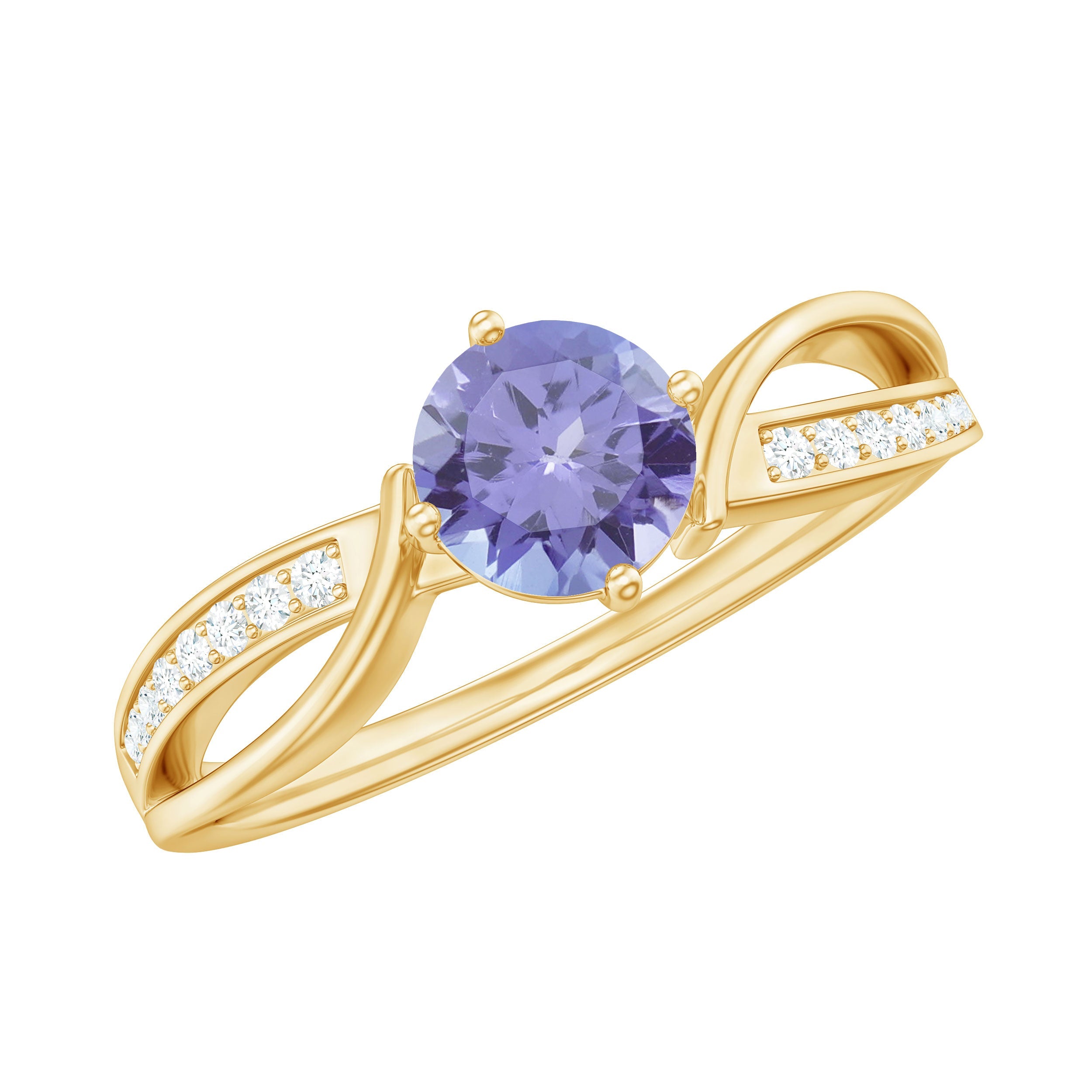 Tanzanite Promise Ring – Certified Violet Blue Gemstone With Diamond Accents