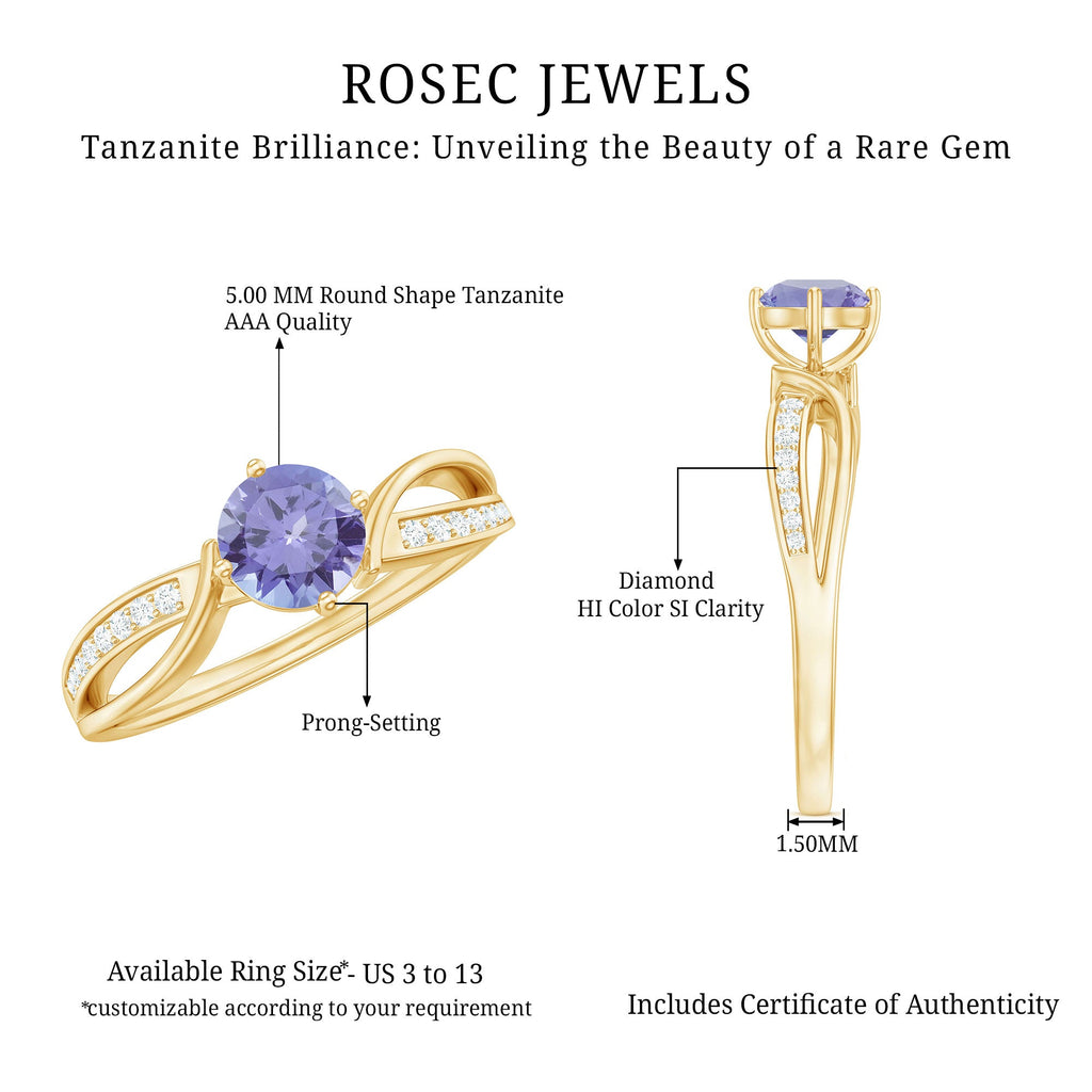 Tanzanite Promise Ring – Certified Violet Blue Gemstone With Diamond Accents