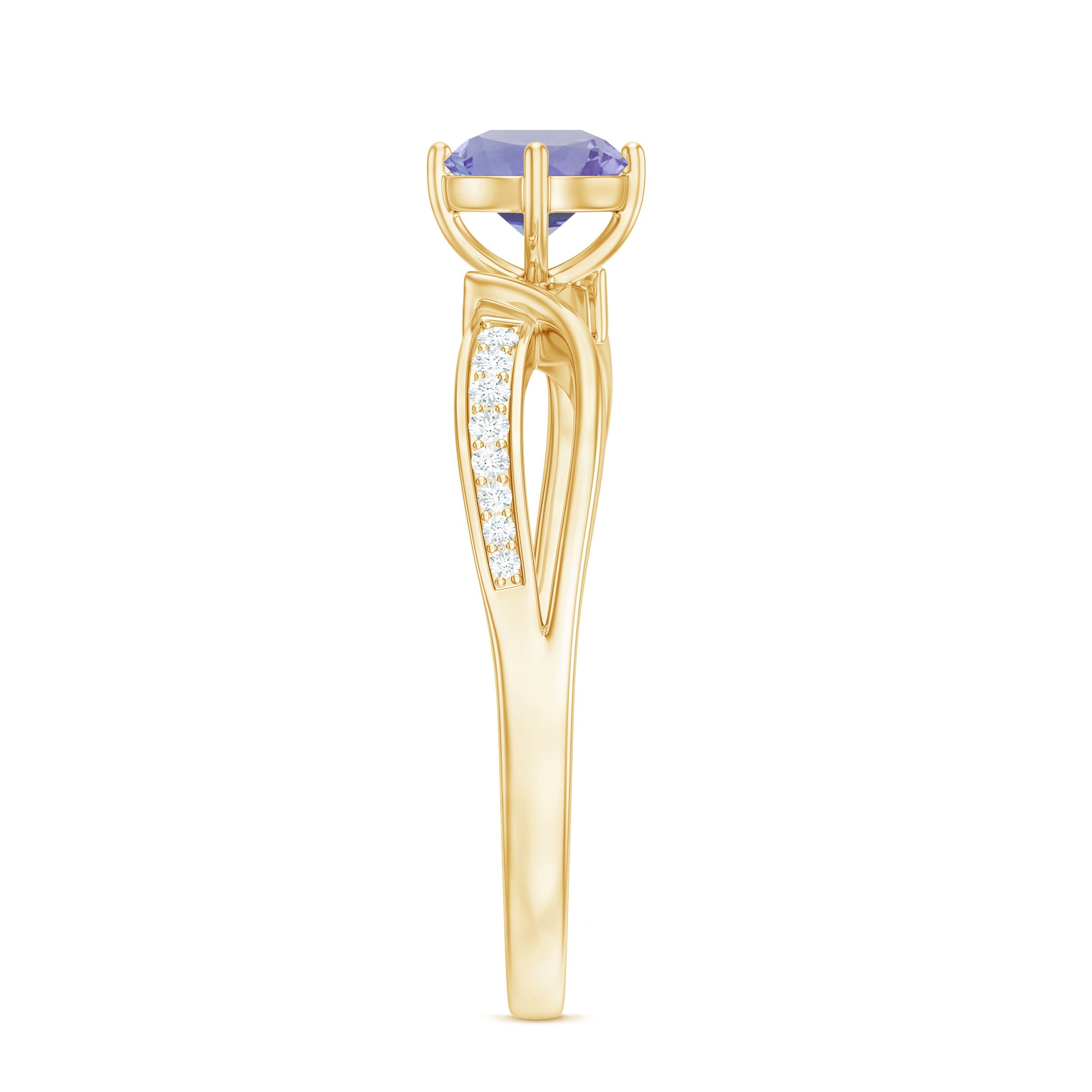 Tanzanite Promise Ring – Certified Violet Blue Gemstone With Diamond Accents