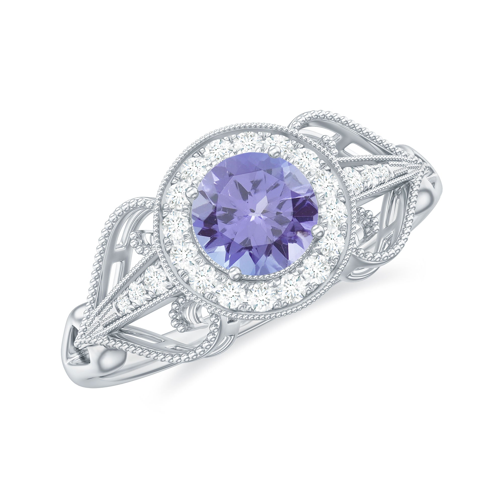 Natural Tanzanite Ring – Retro Engagement Ring With Diamond Accent & Vintage Style