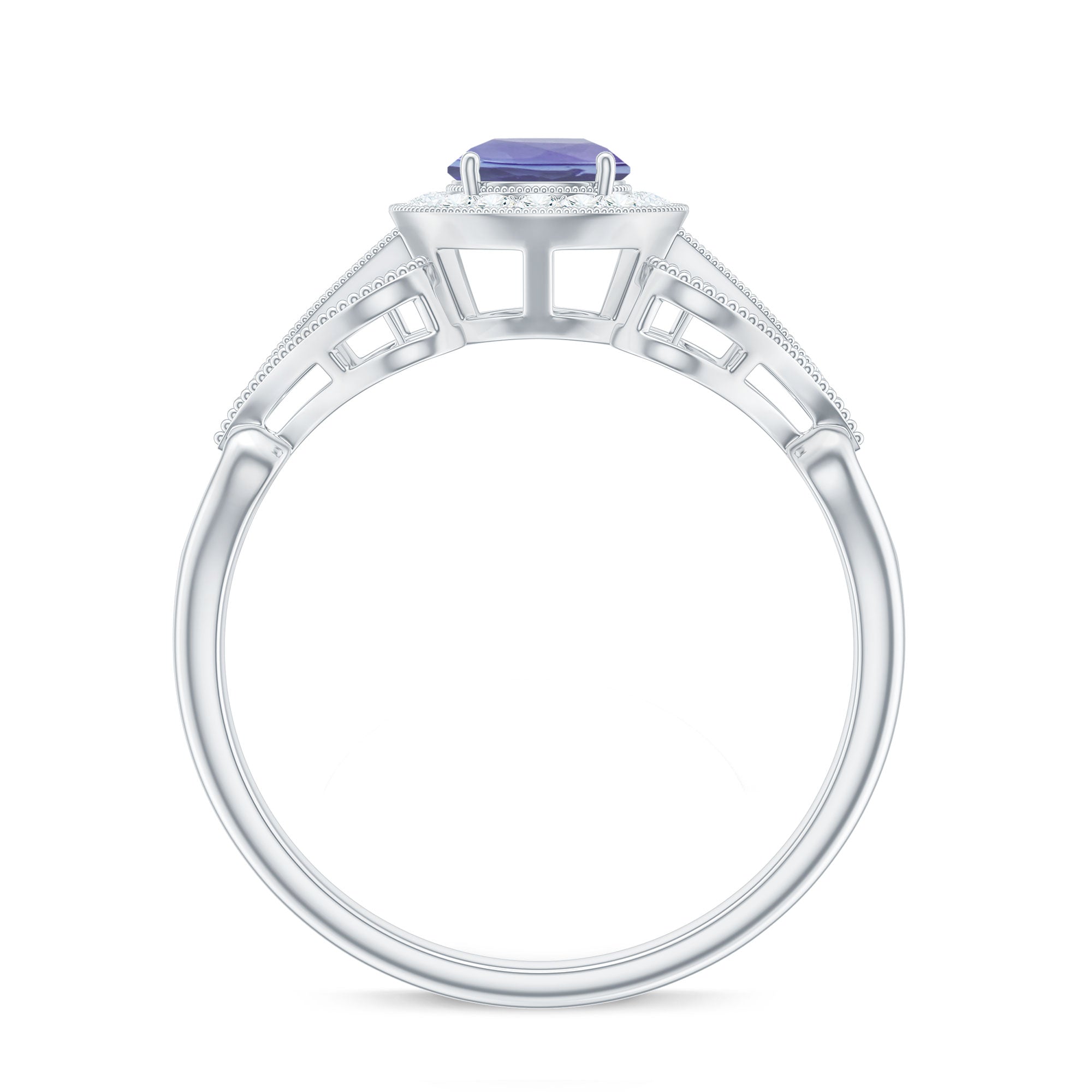 Natural Tanzanite Ring – Retro Engagement Ring With Diamond Accent & Vintage Style