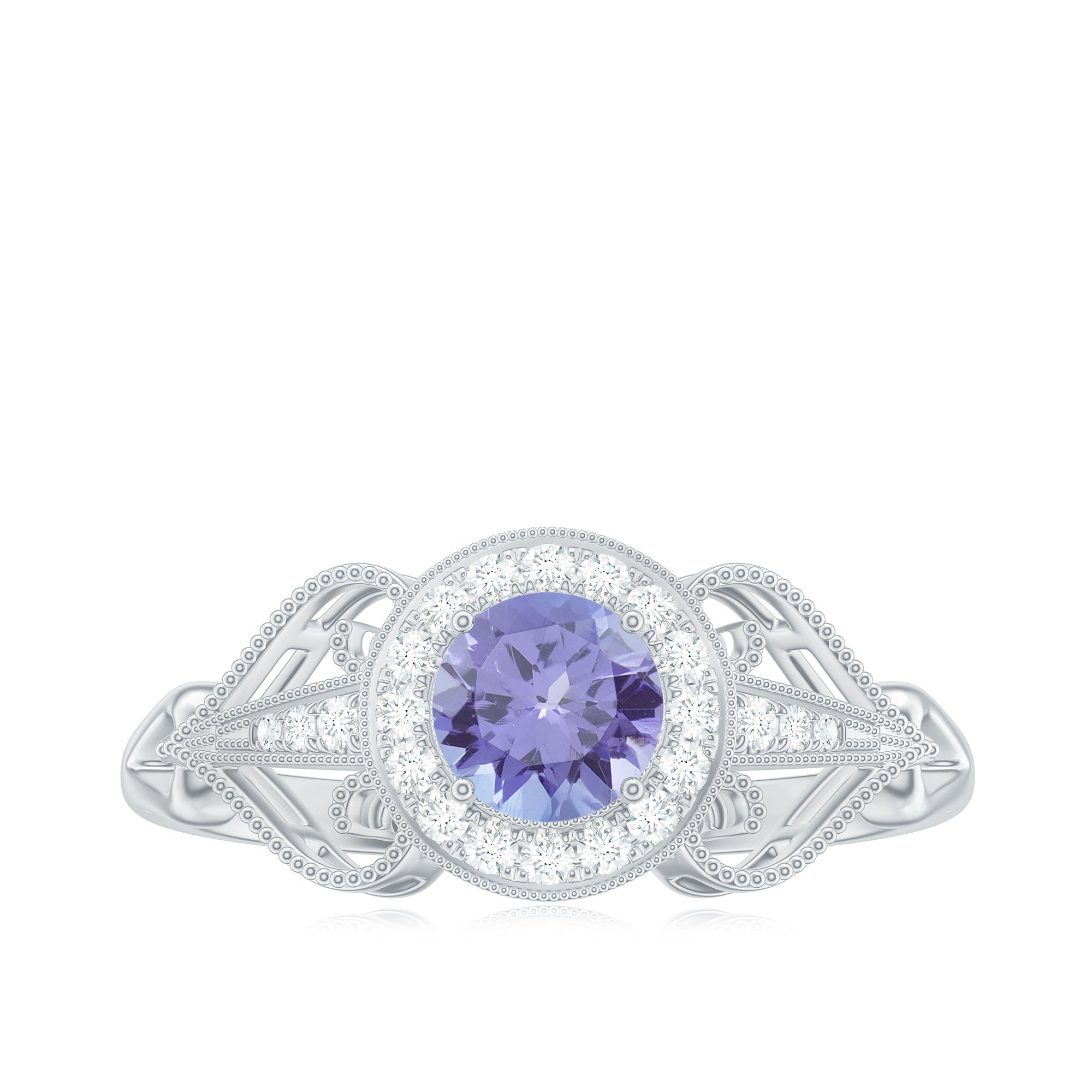 Natural Tanzanite Ring – Retro Engagement Ring With Diamond Accent & Vintage Style