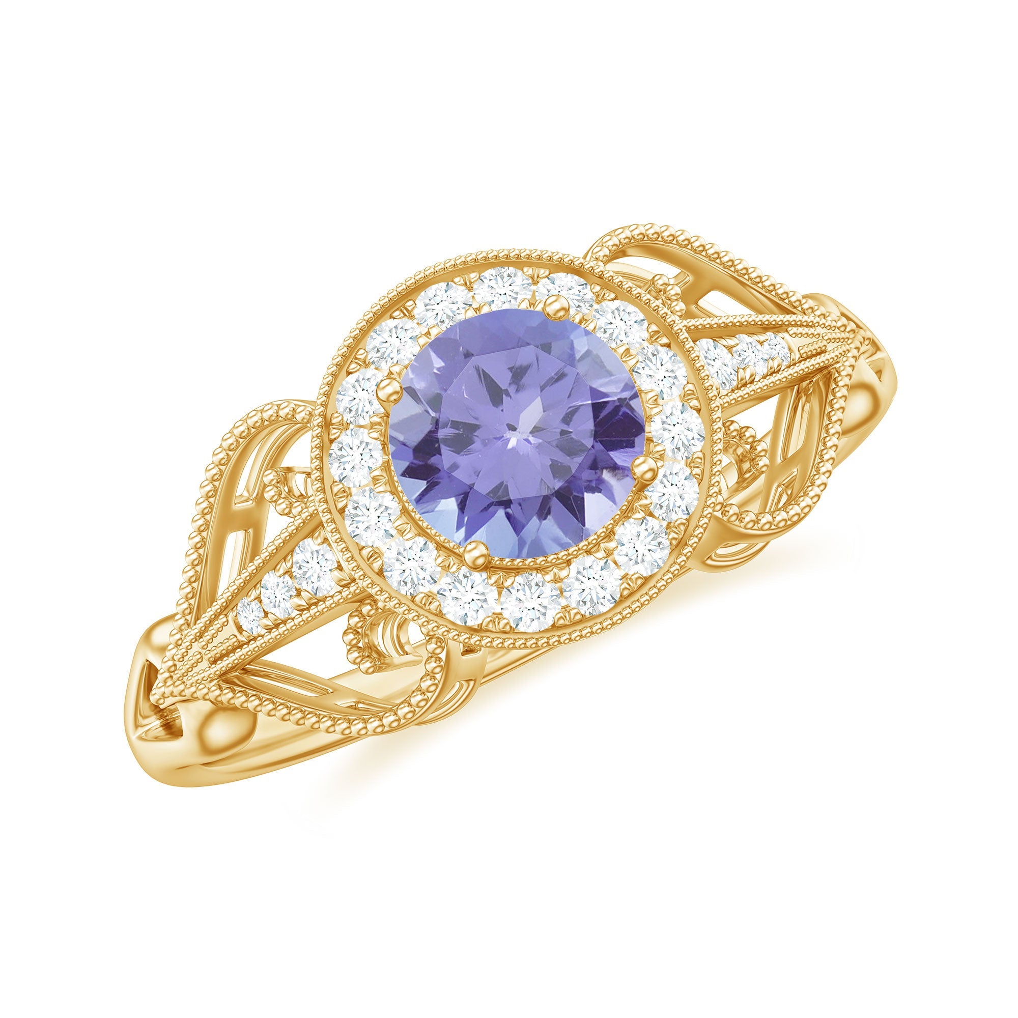 Natural Tanzanite Ring – Retro Engagement Ring With Diamond Accent & Vintage Style