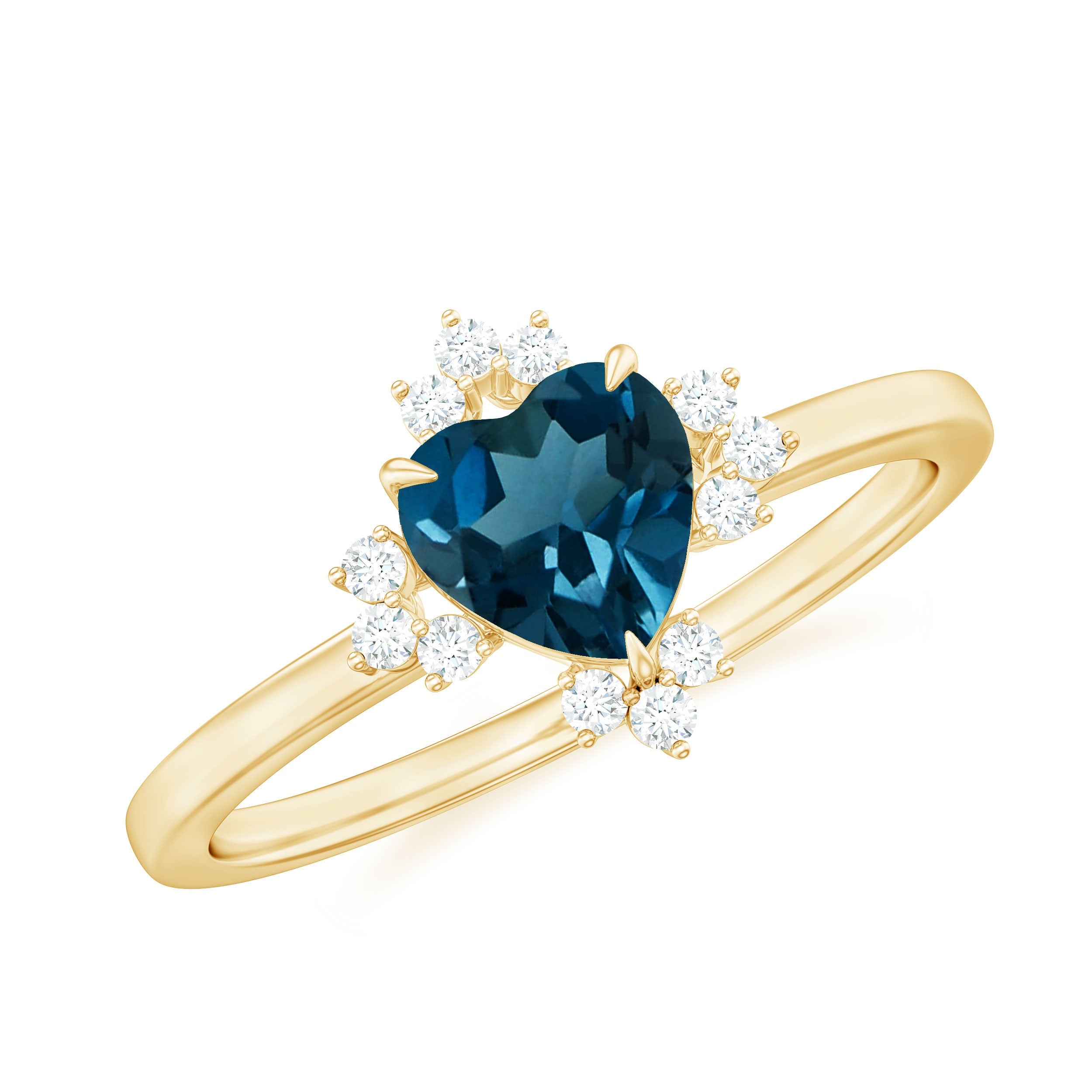 2 Carat Heart London Blue Topaz Engagement Ring with Diamond