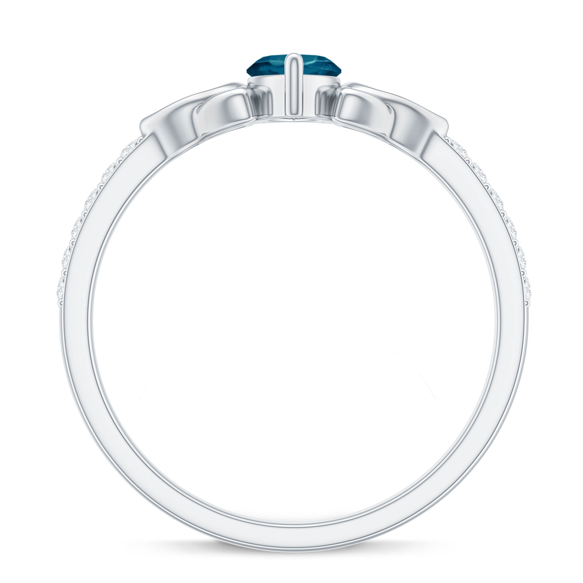 0.74 Carat Marquise Cut London Blue Topaz Celtic Engagement Ring with Diamond