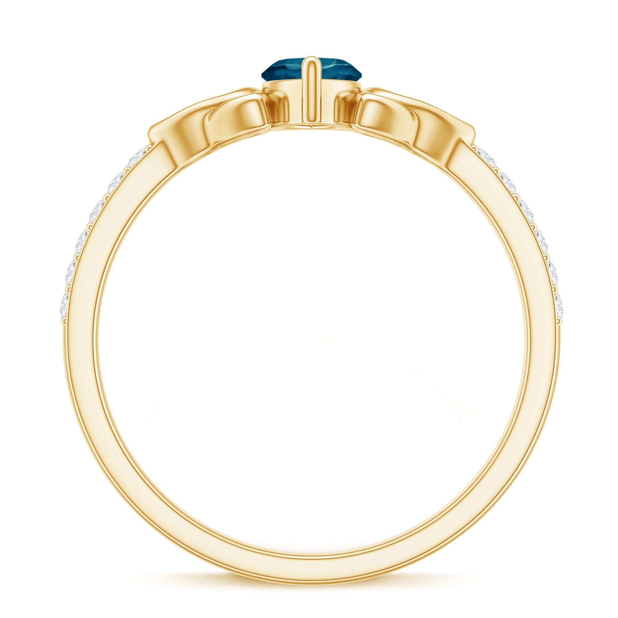 0.74 Carat Marquise Cut London Blue Topaz Celtic Engagement Ring with Diamond