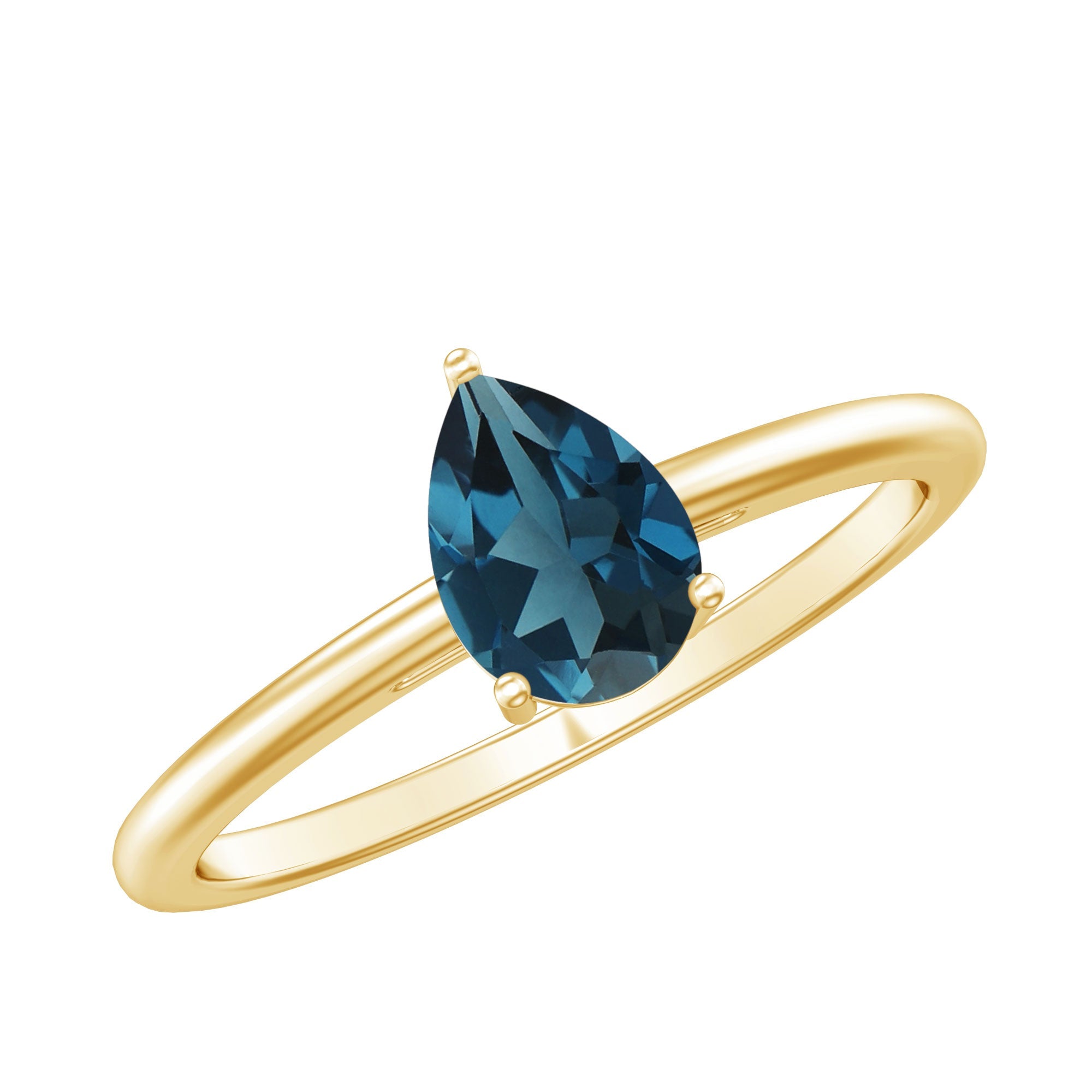 0.7 Carat Pear Shaped London Blue Topaz Solitaire Ring