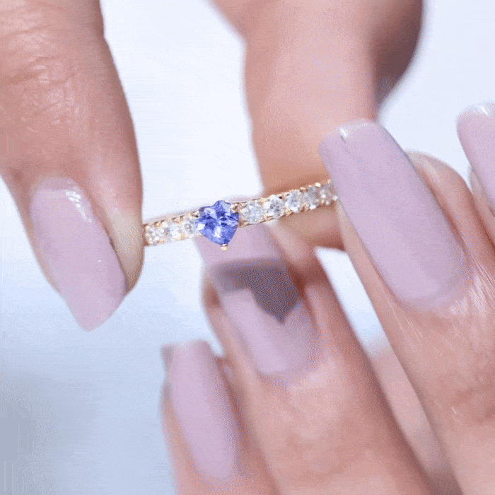 Tanzanite Heart Ring – Natural AAA Quality Heart Shaped Ring with Diamond Accents