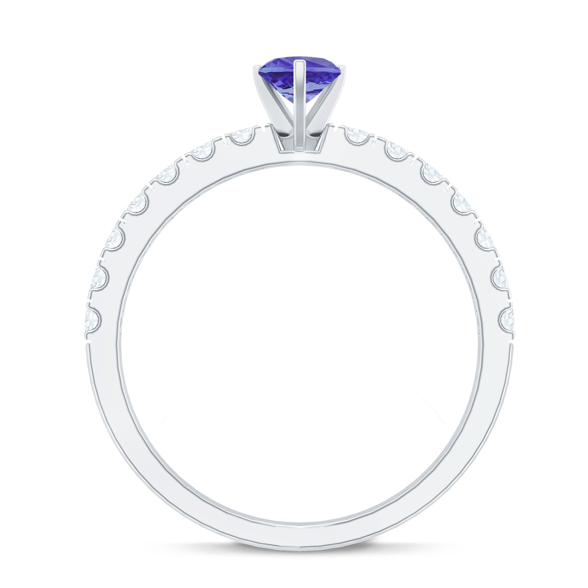 Tanzanite Heart Ring – Natural AAA Quality Heart Shaped Ring with Diamond Accents