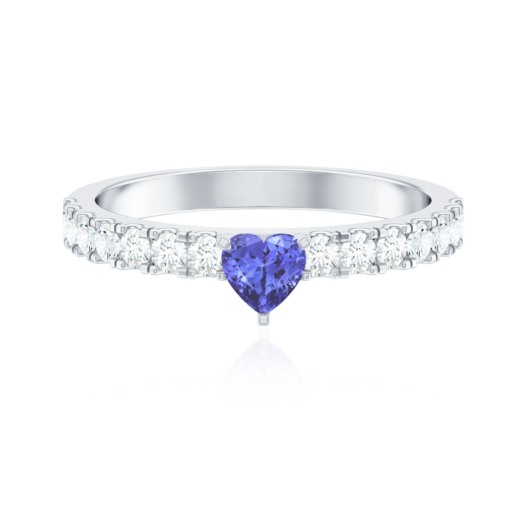 Tanzanite Heart Ring – Natural AAA Quality Heart Shaped Ring with Diamond Accents