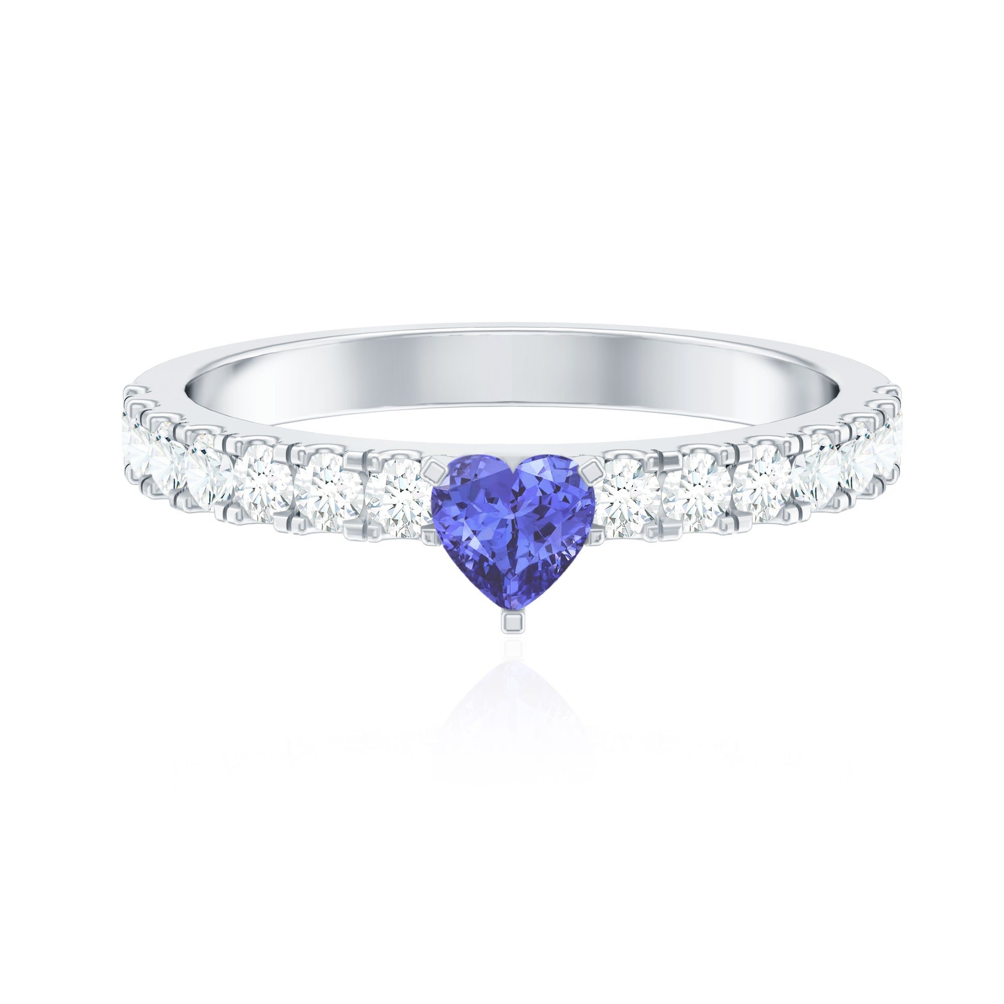 Tanzanite Heart Ring – Natural AAA Quality Heart Shaped Ring with Diamond Accents