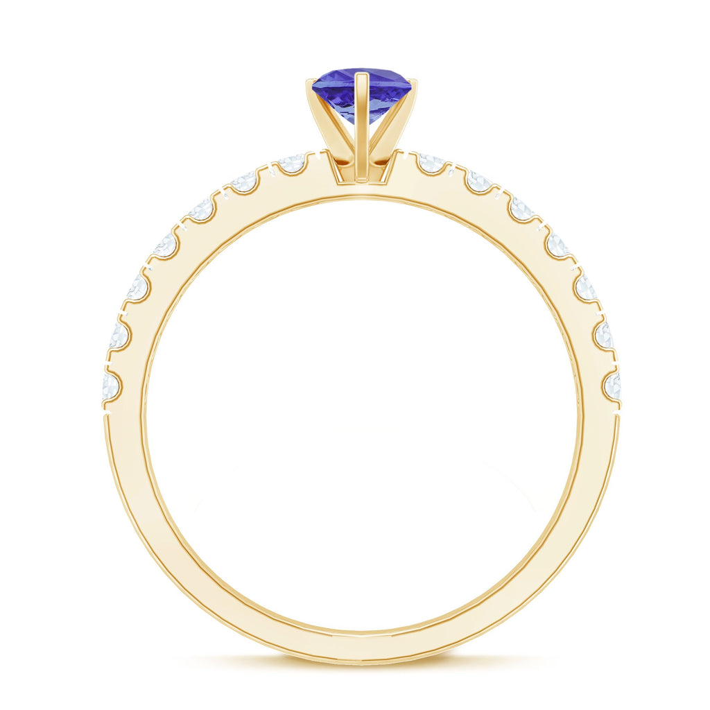 Tanzanite Heart Ring – Natural AAA Quality Heart Shaped Ring with Diamond Accents