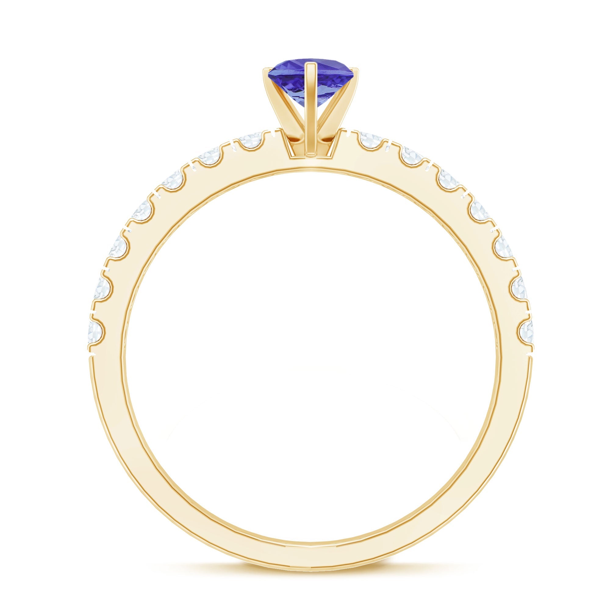 Tanzanite Heart Ring – Natural AAA Quality Heart Shaped Ring with Diamond Accents