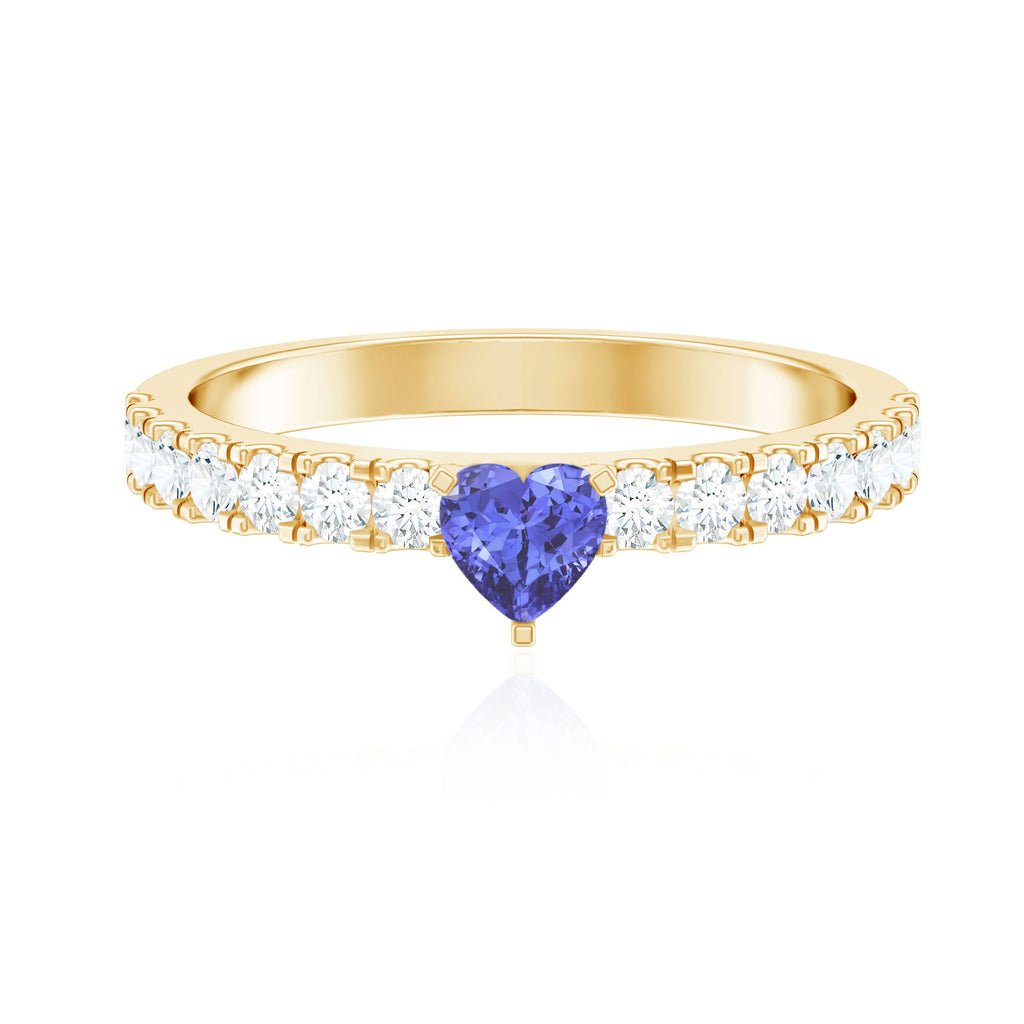 Tanzanite Heart Ring – Natural AAA Quality Heart Shaped Ring with Diamond Accents