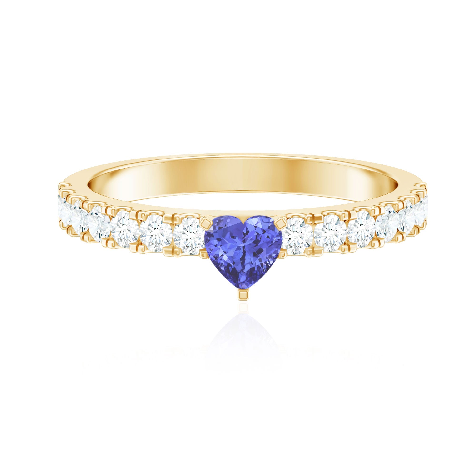 Tanzanite Heart Ring – Natural AAA Quality Heart Shaped Ring with Diamond Accents