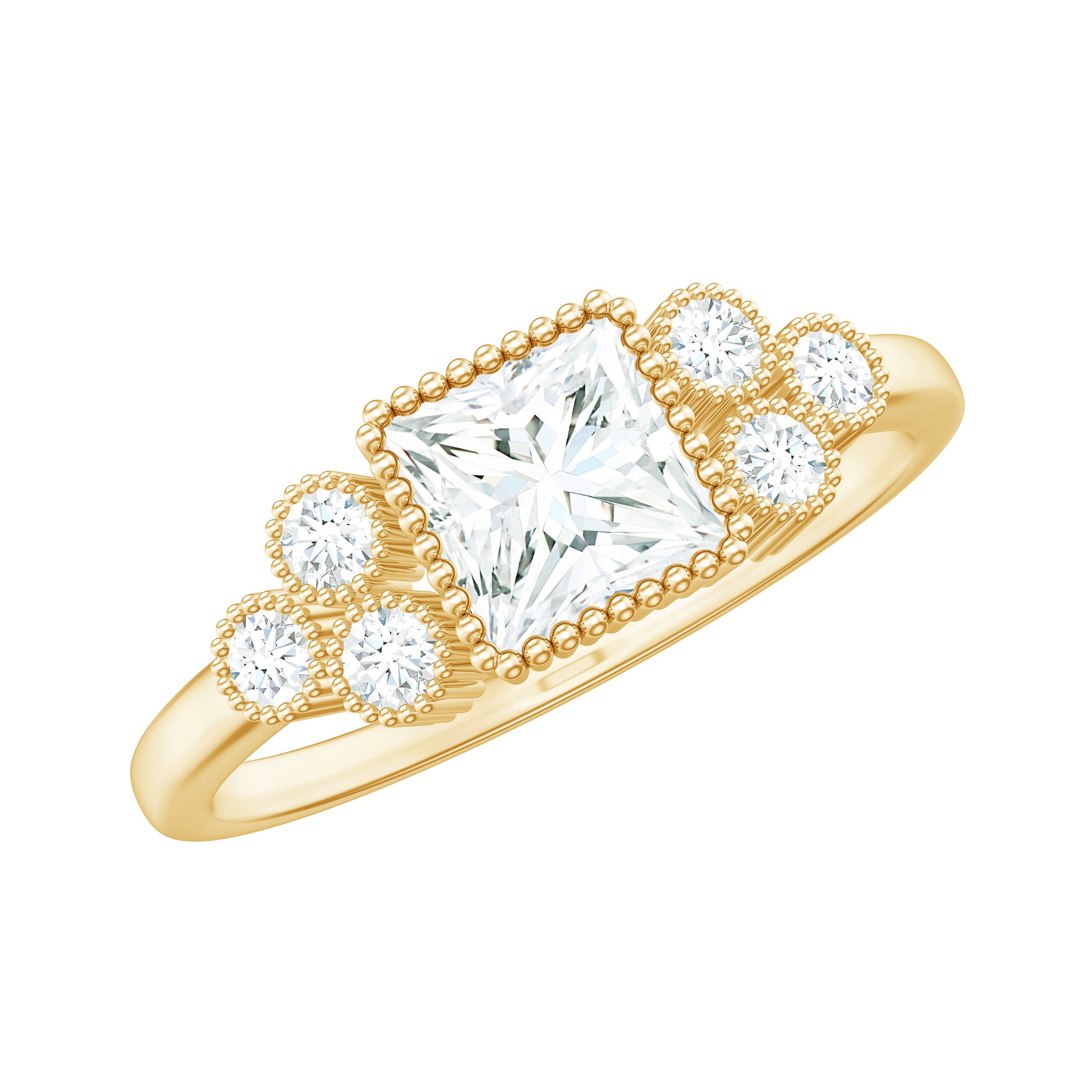 0.7 Carat Princess Cut Moissanite Classic Solitaire Engagement Ring