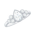 5X7mm Pear Shaped Moissanite Classic Engagement Ring with Beaded Details