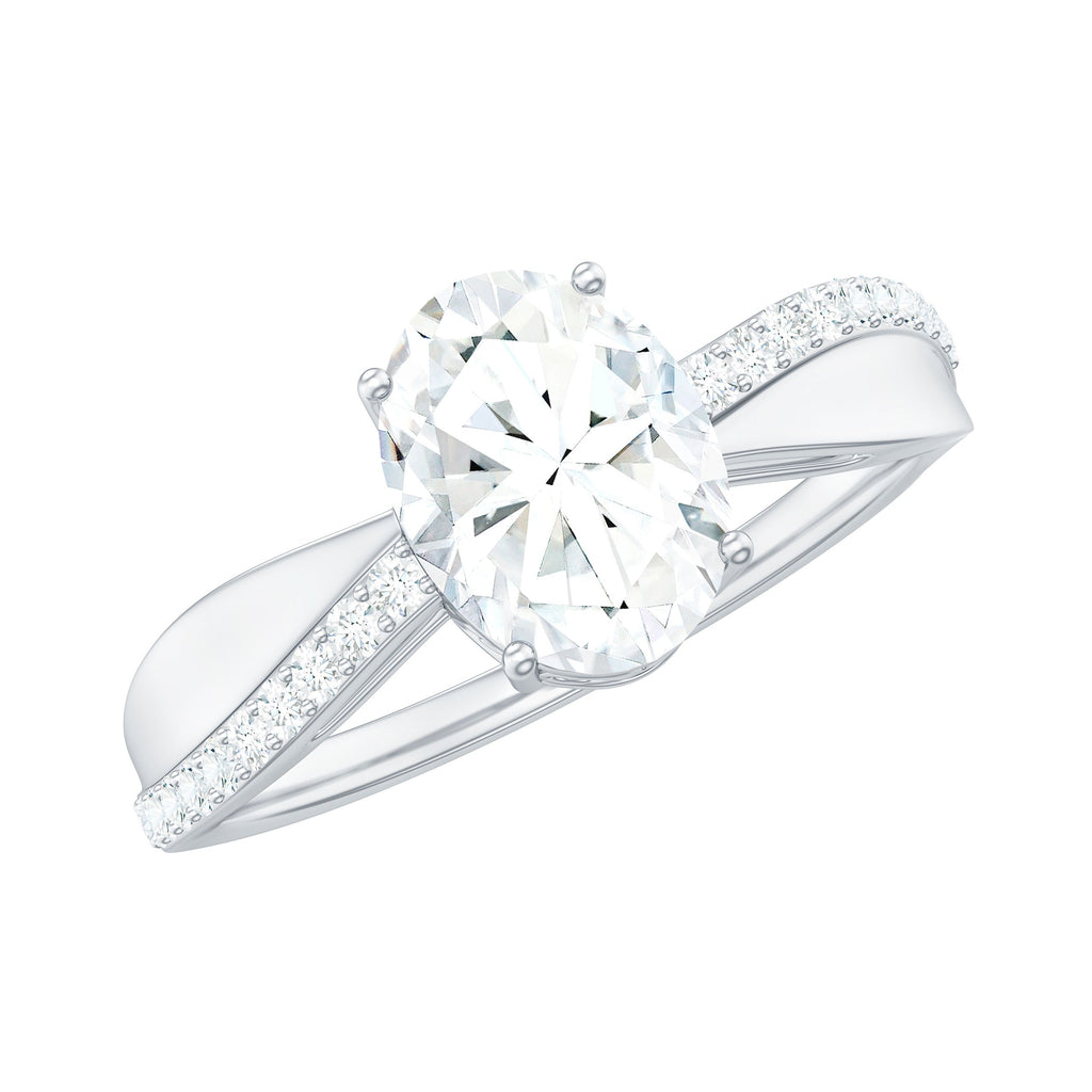 6X8mm Brilliant Cut Certified Moissanite Engagement Ring
