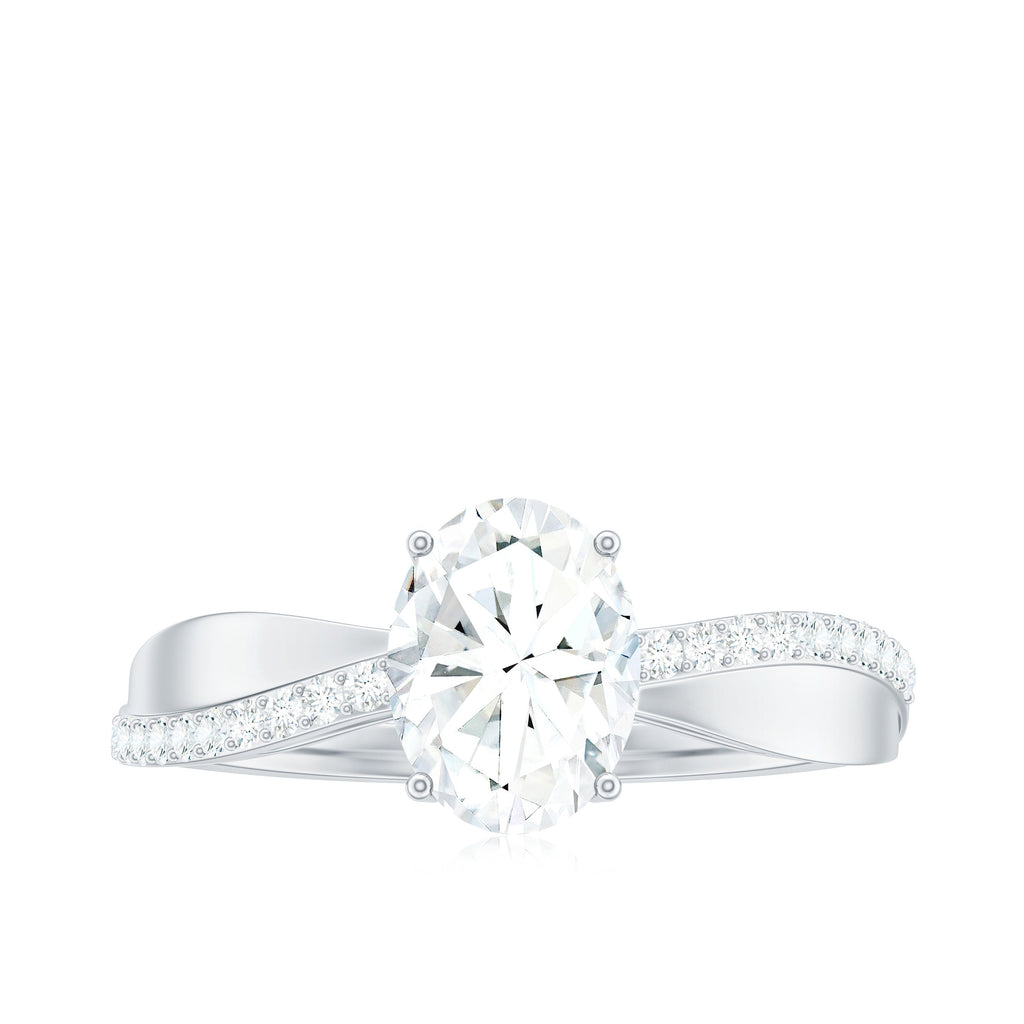 6X8mm Brilliant Cut Certified Moissanite Engagement Ring