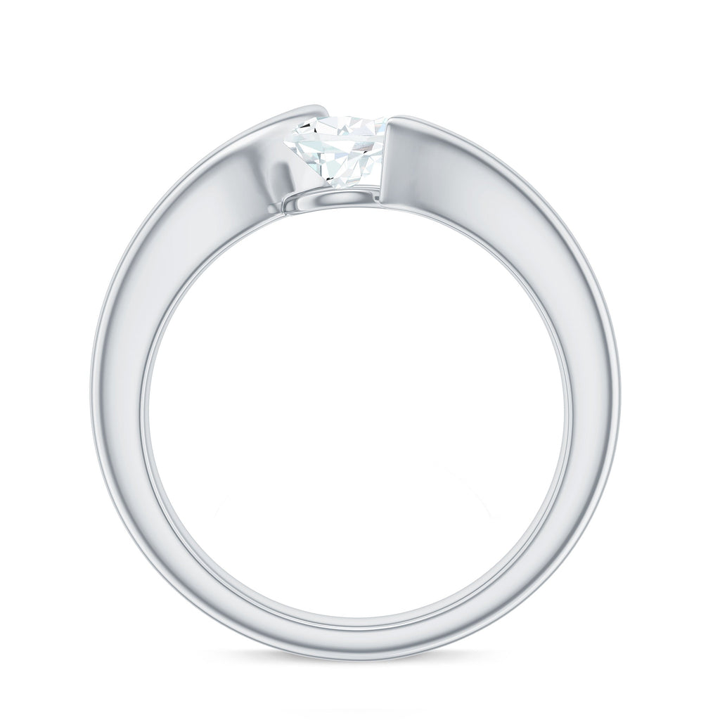 5X7mm Pear Cut Moissanite Solitaire Ring with Bypass Shank