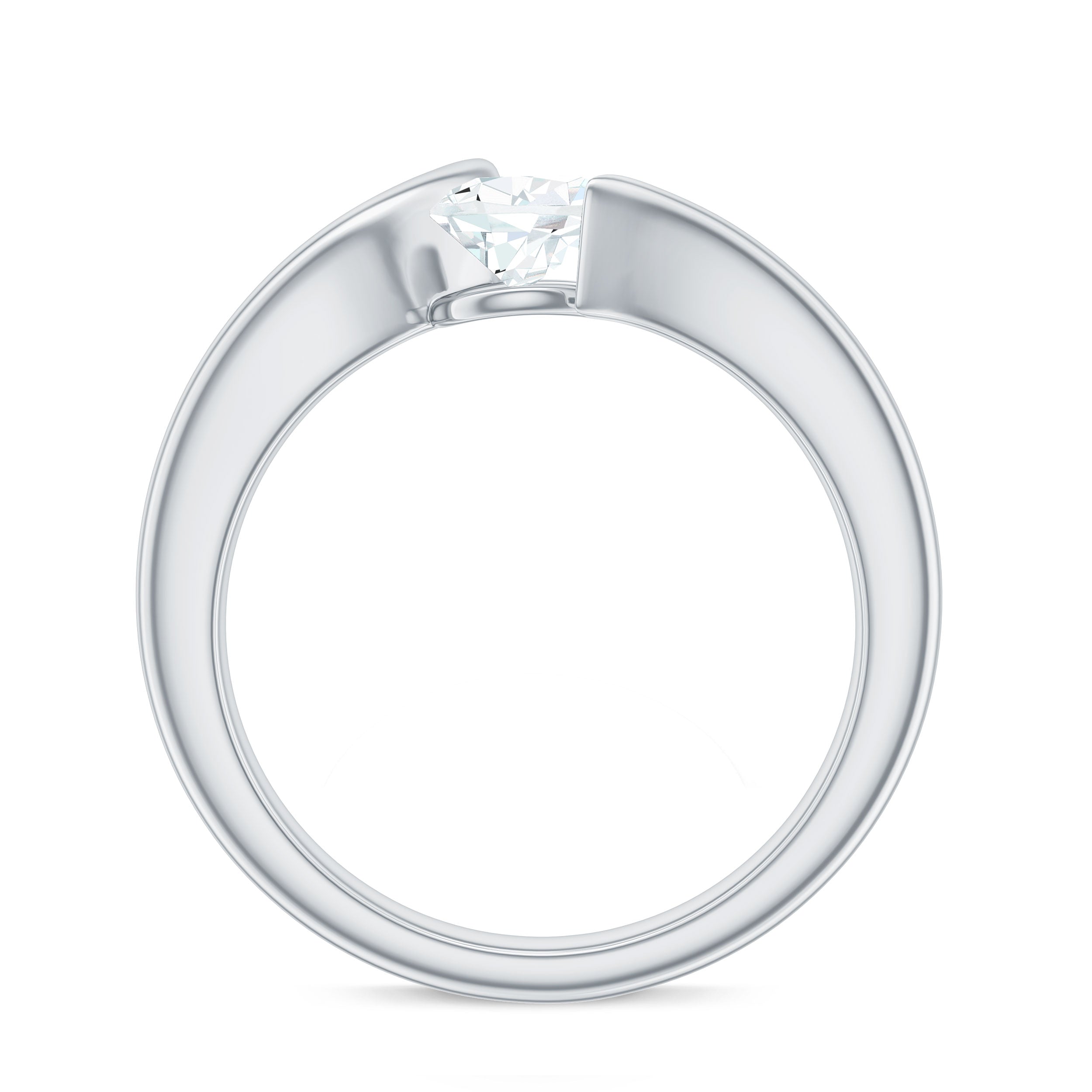 5X7mm Pear Cut Moissanite Solitaire Ring with Bypass Shank