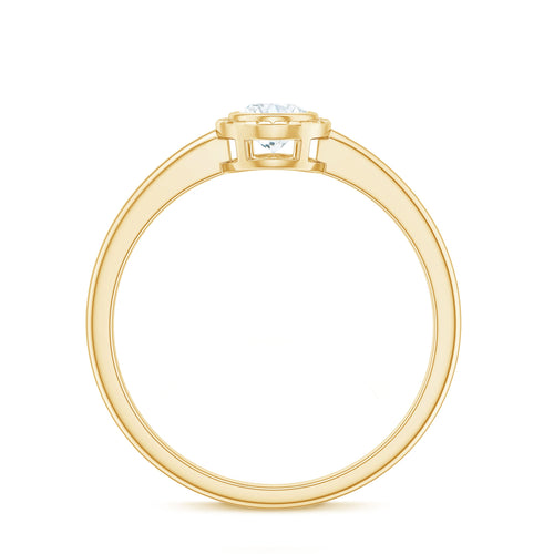 0.4 Carat Oval Cut Moissanite Solitaire Ring in Bezel Setting