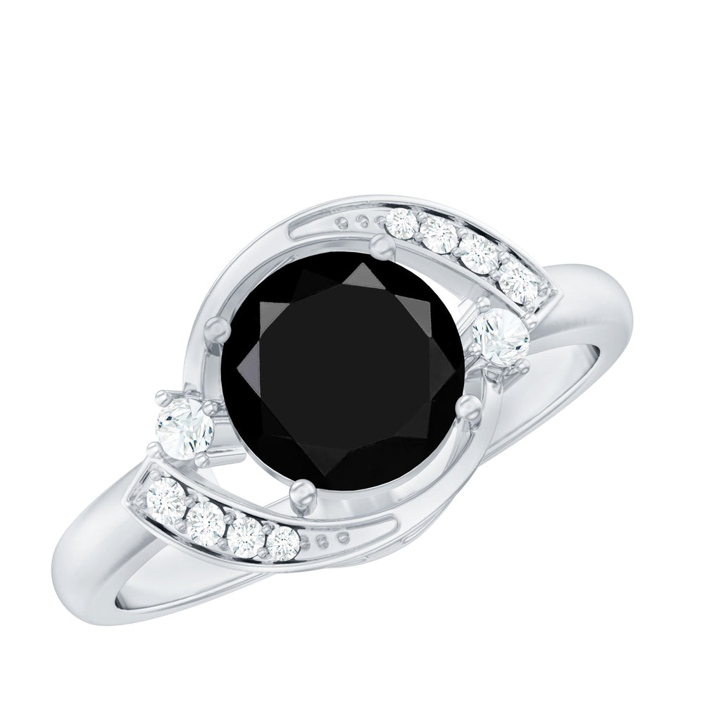 2 Carat Lab Grown Black and White Diamond Engagement Ring for Women