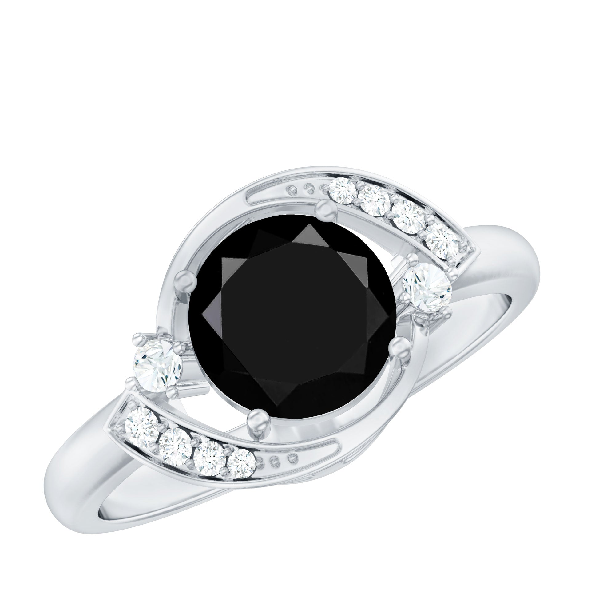 2 Carat Lab Grown Black and White Diamond Engagement Ring for Women