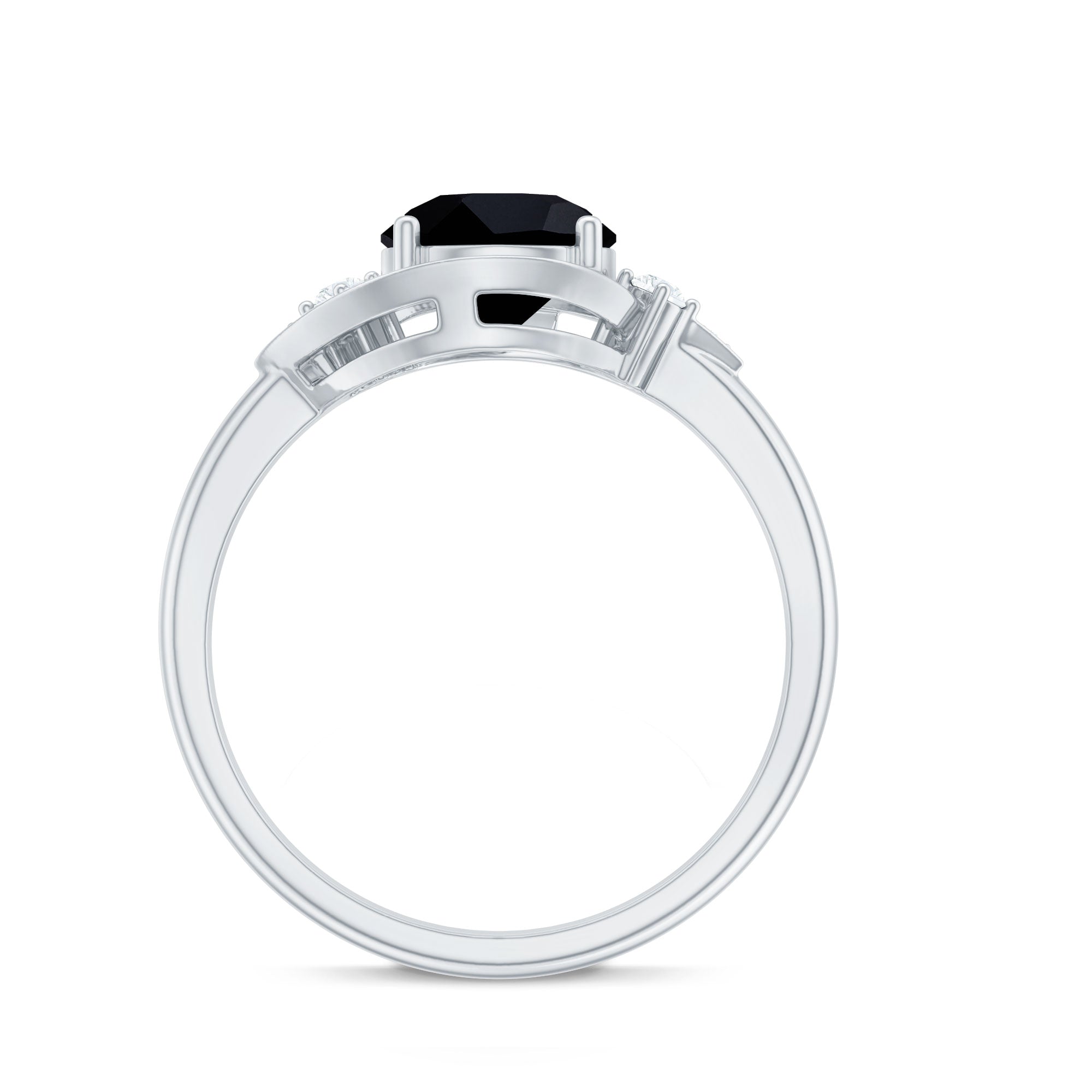 2 Carat Lab Grown Black and White Diamond Engagement Ring for Women