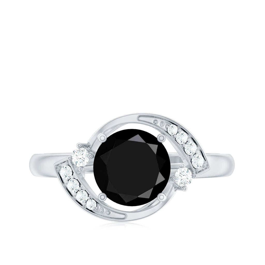 2 Carat Lab Grown Black and White Diamond Engagement Ring for Women