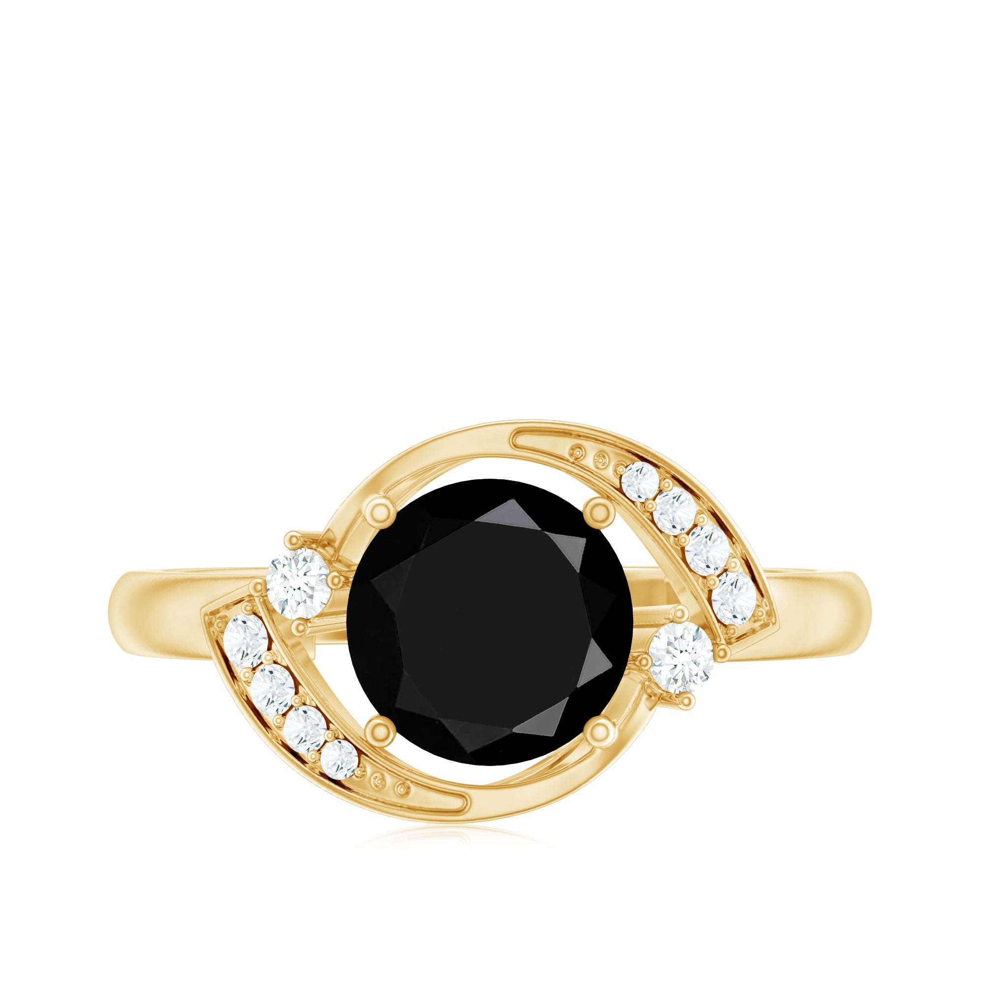 2 Carat Lab Grown Black and White Diamond Engagement Ring for Women