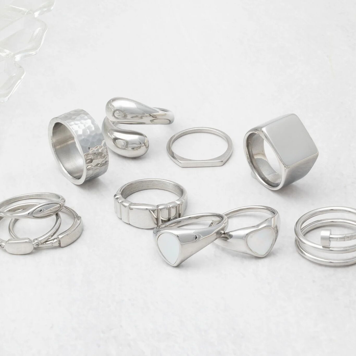 18K Gold PVD Stainless Steel Dainty Flat Blank Stack Ring- Silver Ring Collection