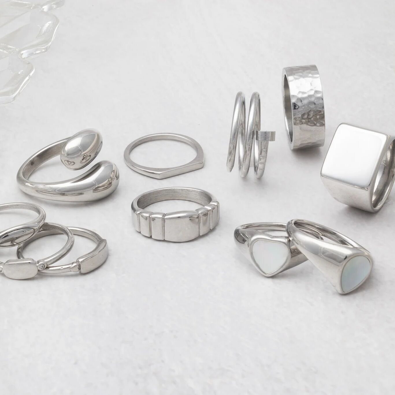 18K Gold PVD Stainless Steel Twisted Nail Ring - Ring Collection Silver