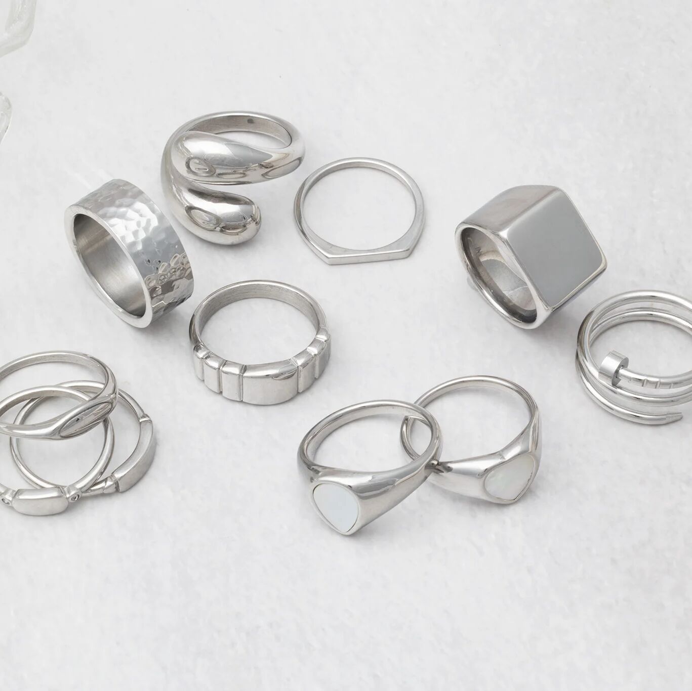 18K Gold PVD Stainless Steel Rounded Plaque Blank Stack Ring- Ring Collection- Silver
