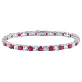 Ruby Sapphire Tennis Bracelet – 6 Carat Lab Created Ruby & White Sapphire Gold Overlay