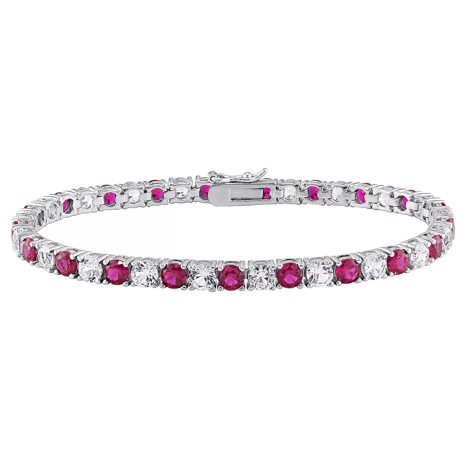 Ruby Sapphire Tennis Bracelet – 6 Carat Lab Created Ruby & White Sapphire Gold Overlay